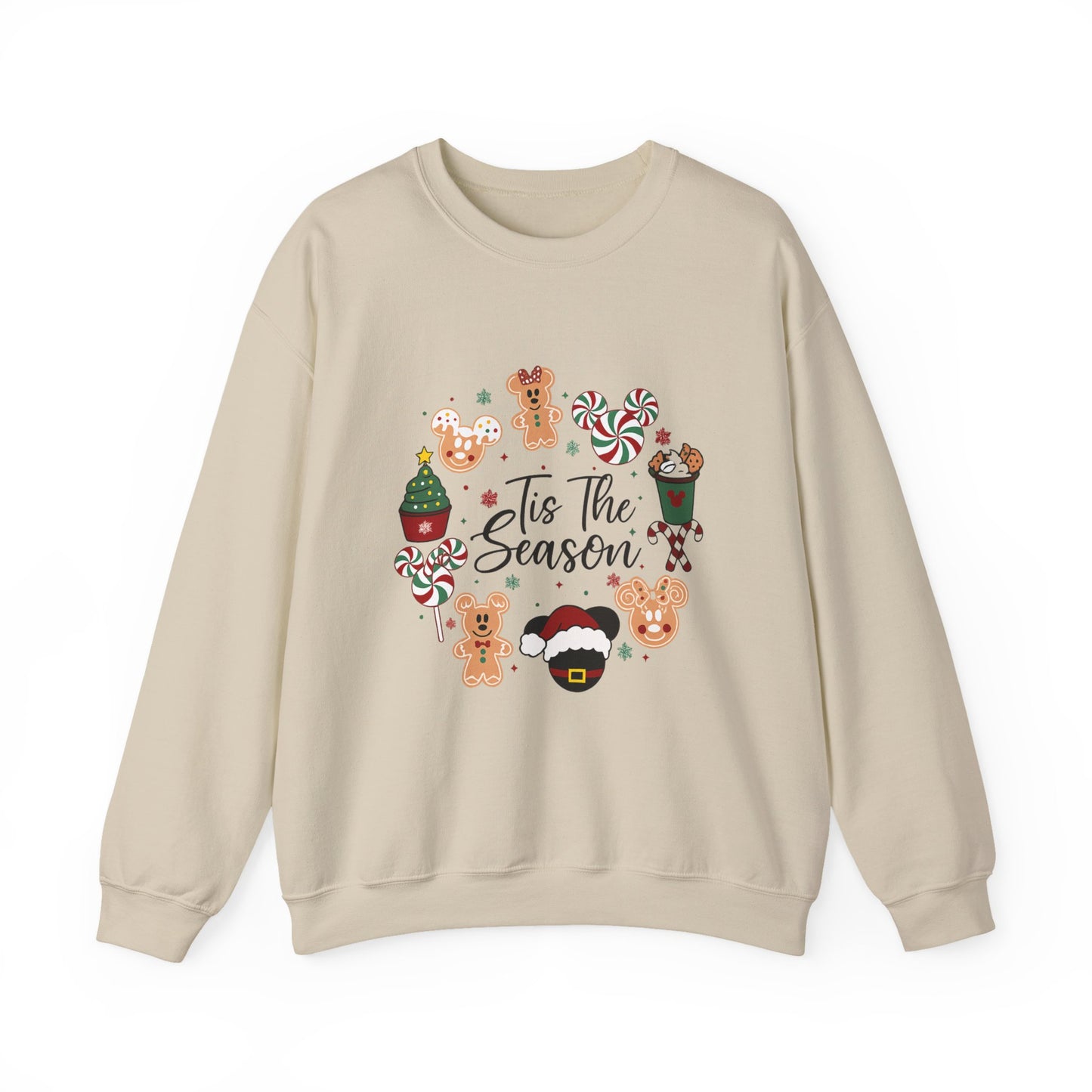Unisex Heavy Blend™ mw2034 | Tis The Season Christmas Sweatshirt – Cute Gingerbread & Candy Holiday Crewneck | Cozy Unisex Winter Gift