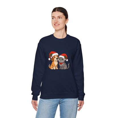 Unisex Heavy Blend™ mw2098 | Santa Paws Dog & Cat Christmas Sweatshirt – Cute Holiday Crewneck, Festive Xmas Gift for Pet Lovers