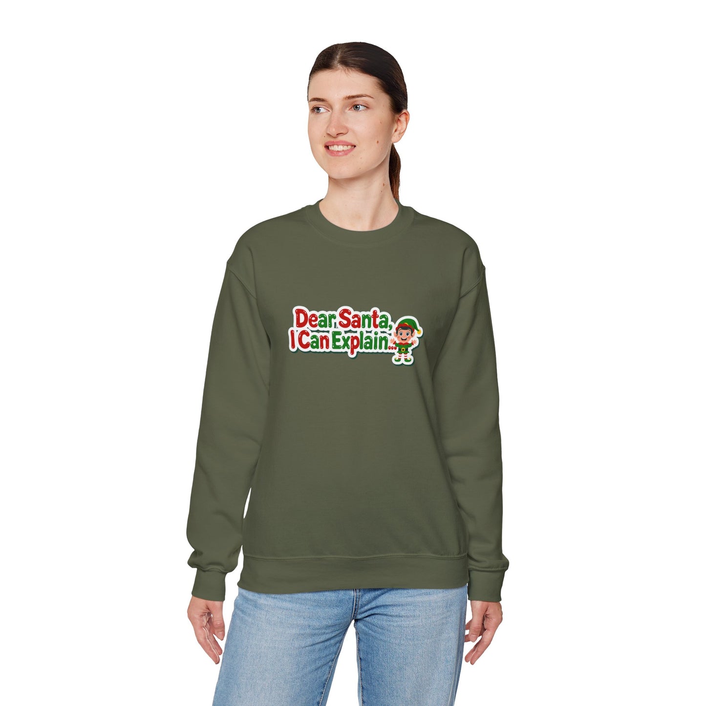 Unisex Heavy Blend™ mw2072 | Dear Santa I Can Explain Sweatshirt – Funny Christmas Elf Holiday Crewneck, Festive Winter Pullover