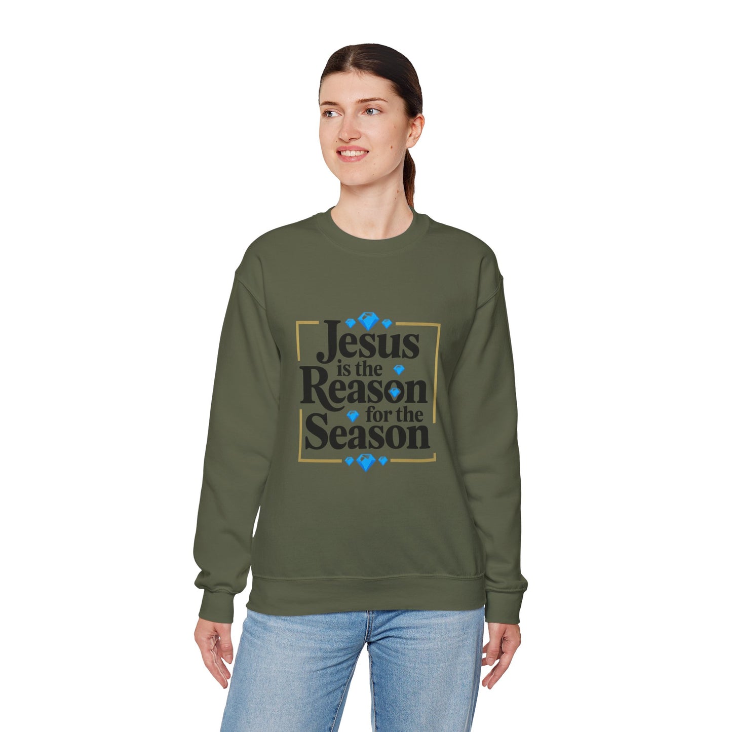 Unisex Heavy Blend™ mw2074 | Jesus Is the Reason for the Season Sweatshirt – Christian Christmas Bible Verse Crewneck, Religious Holiday Pullover
