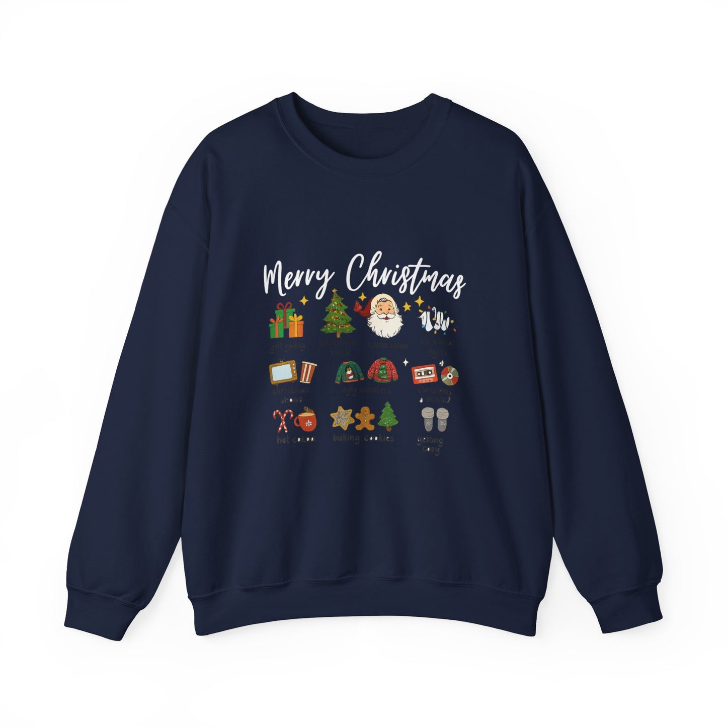 Unisex Heavy Blend™ mw2040 | Merry Christmas Icons Sweatshirt – Red Holiday Crewneck, Xmas Gift & Winter Party Outfit