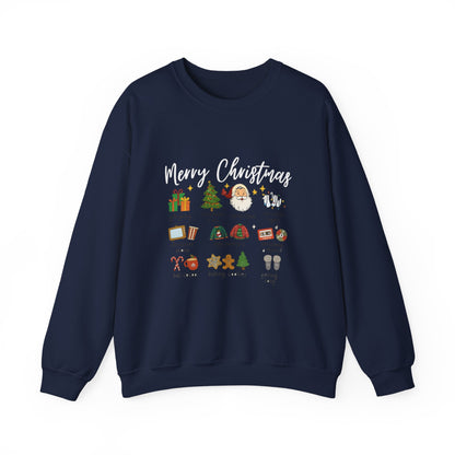 Unisex Heavy Blend™ mw2040 | Merry Christmas Icons Sweatshirt – Red Holiday Crewneck, Xmas Gift & Winter Party Outfit