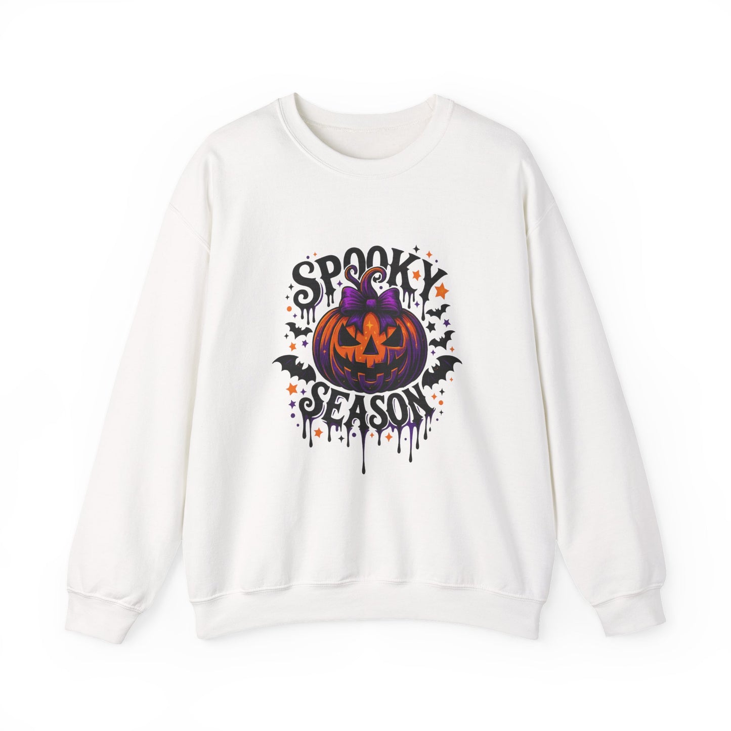 Unisex Heavy Blend™ Spooky Season Halloween Sweatshirt – Pumpkin Bat Gothic Fall Shirt | mw1021