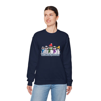 Unisex Heavy Blend™ mw2109 | Chillin’ With My Snowmies Christmas Sweatshirt – Funny Snowman Holiday Crewneck, Cute Winter Xmas Gift