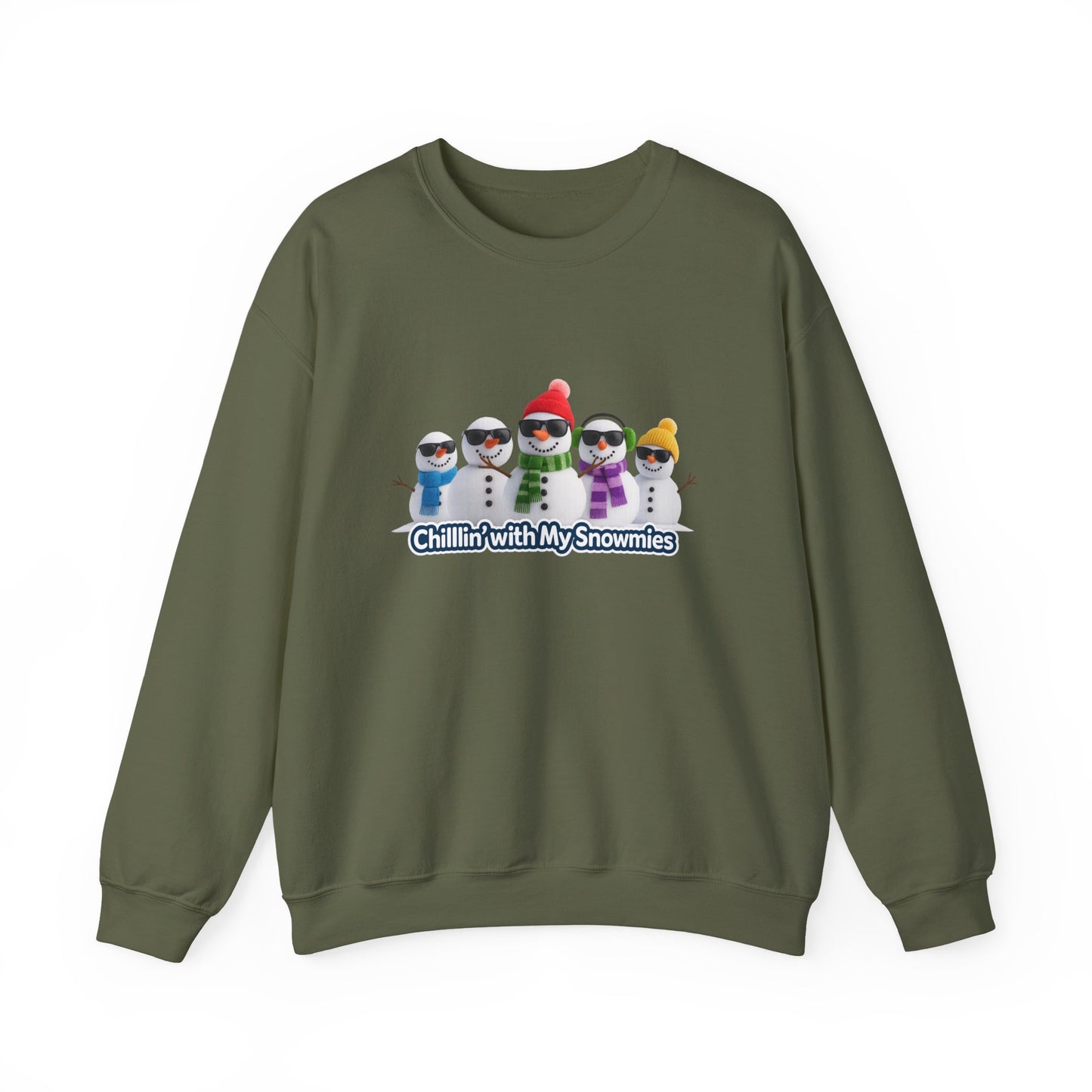 Unisex Heavy Blend™ mw2109 | Chillin’ With My Snowmies Christmas Sweatshirt – Funny Snowman Holiday Crewneck, Cute Winter Xmas Gift