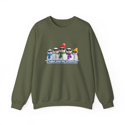 Unisex Heavy Blend™ mw2109 | Chillin’ With My Snowmies Christmas Sweatshirt – Funny Snowman Holiday Crewneck, Cute Winter Xmas Gift