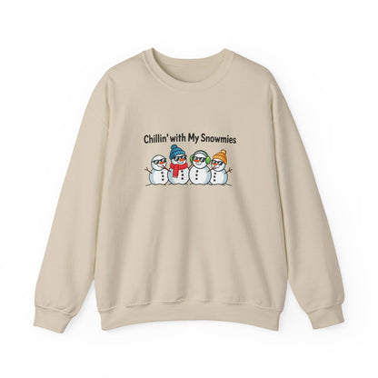 Unisex Heavy Blend™ mw2111 | Chillin’ With My Snowmies Christmas Sweatshirt – Funny Snowman Holiday Crewneck, Cute Winter Xmas Gift
