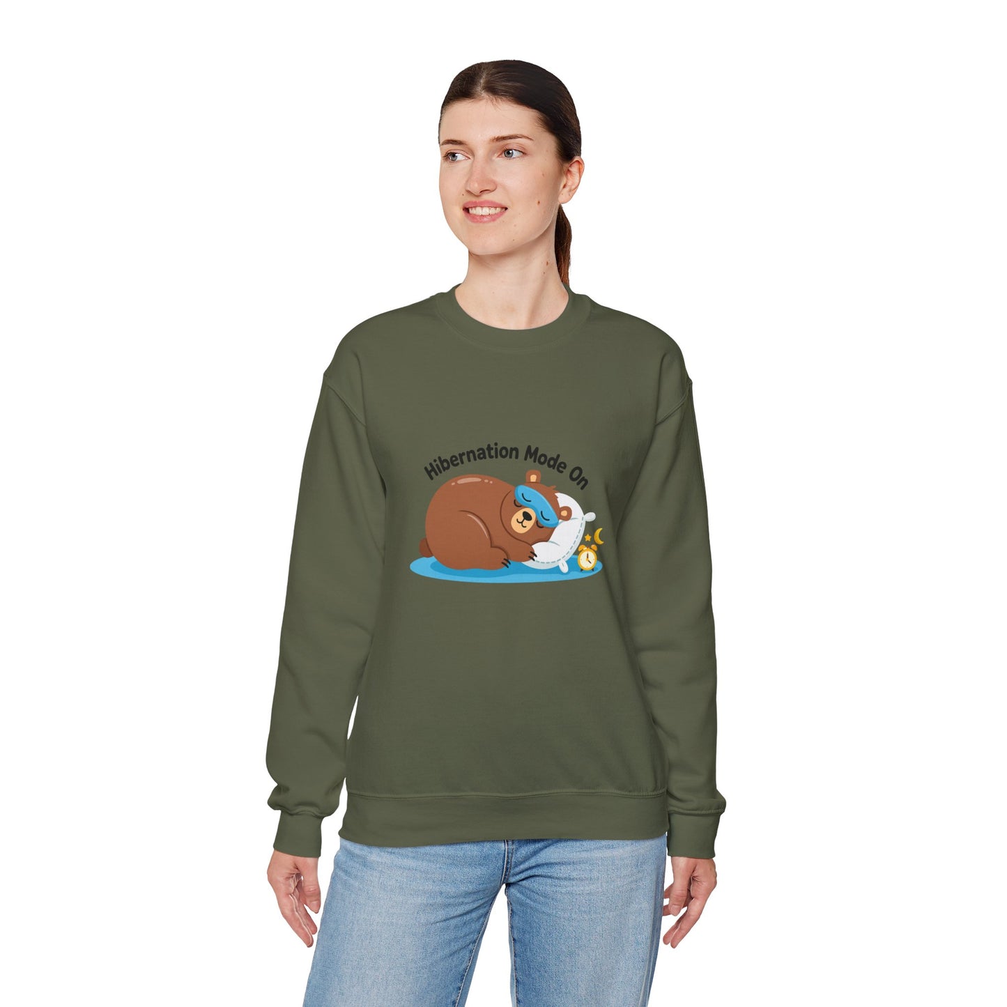Unisex Heavy Blend™ mw2082 | Hibernation Mode On Bear Sweatshirt – Cozy Winter Sleepy Animal Pullover, Cute Lazy Day Sweater Gift