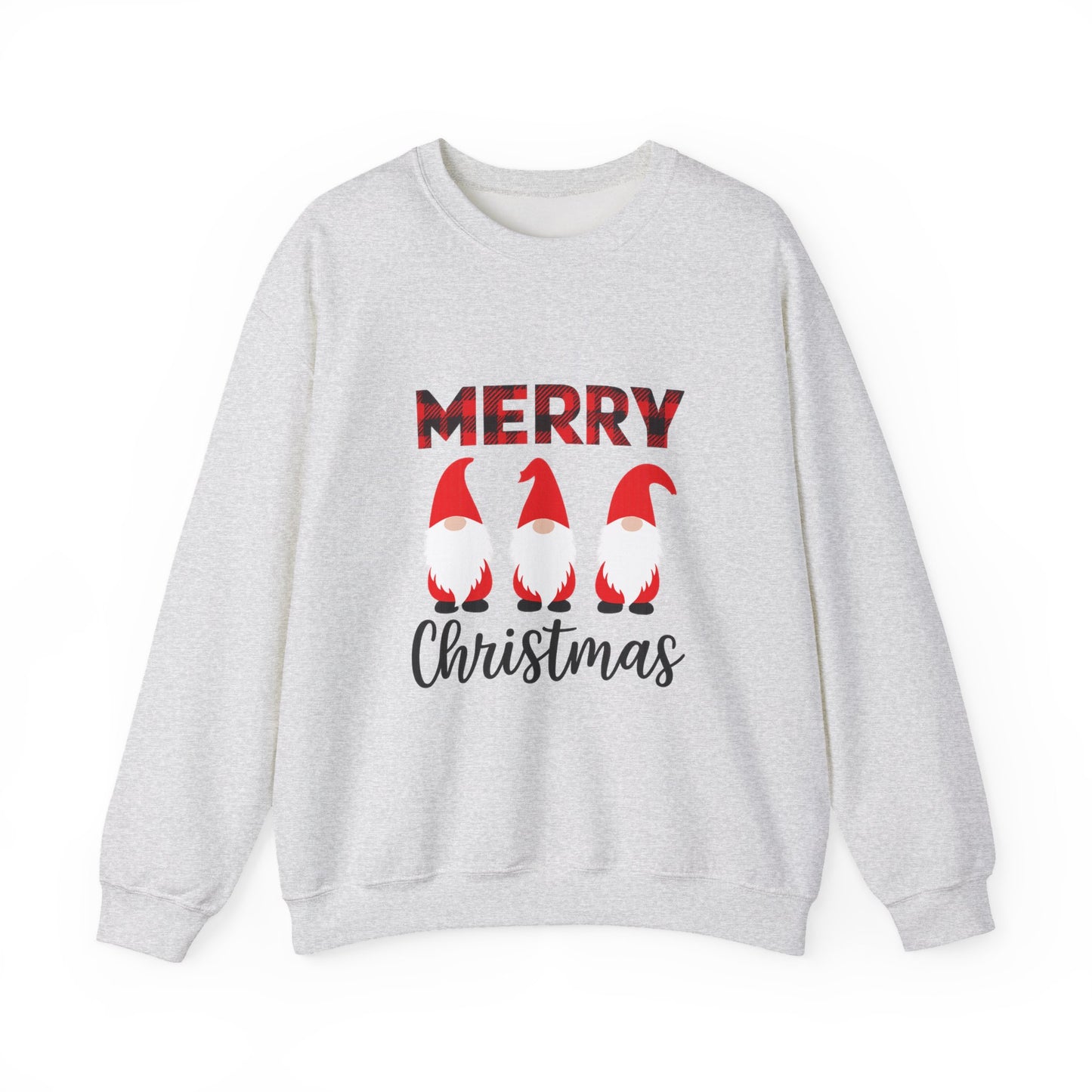 Unisex Heavy Blend™ mw2009 | Merry Christmas Gnome Sweatshirt – Buffalo Plaid Holiday Crewneck | Cozy Unisex Winter Gift