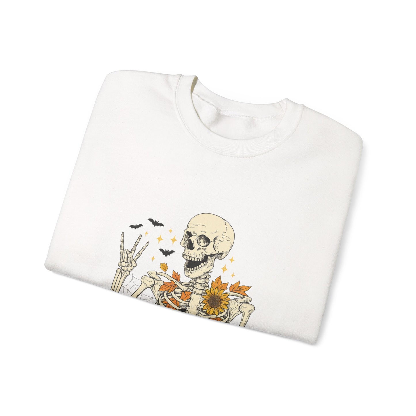 Unisex Heavy Blend™ Floral Skeleton Halloween Sweatshirt – Spooky Fall Vibes Crewneck | mw1019