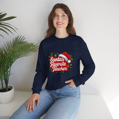 Unisex Heavy Blend™ mw2089 | Santa’s Favorite Teacher Sweatshirt – Cute Christmas Gift for Teachers, Holiday Pullover