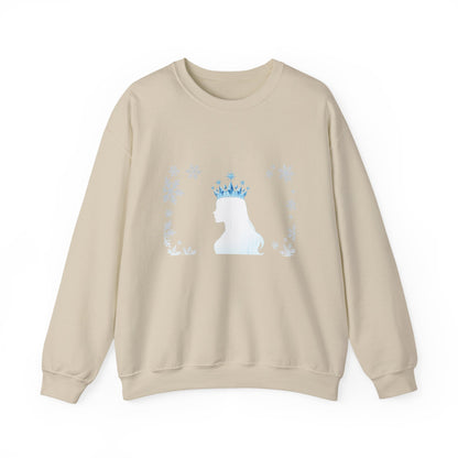 Unisex Heavy Blend™ mw2140 | Ice Queen Silhouette Sweatshirt – Elegant Snowflake Winter Crown Crewneck, Cozy Holiday Gift