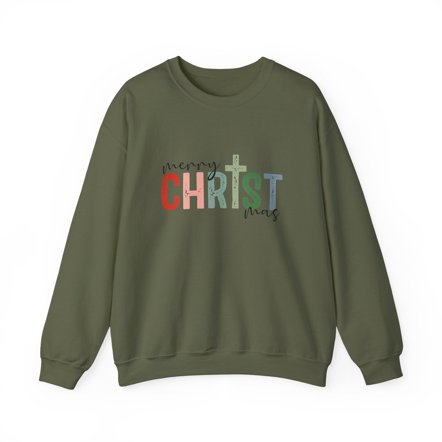 Unisex Heavy Blend™ mw2010 | Merry CHRISTmas Sweatshirt – Christian Holiday Crewneck with Cross | Faith Based Unisex Christmas Gift