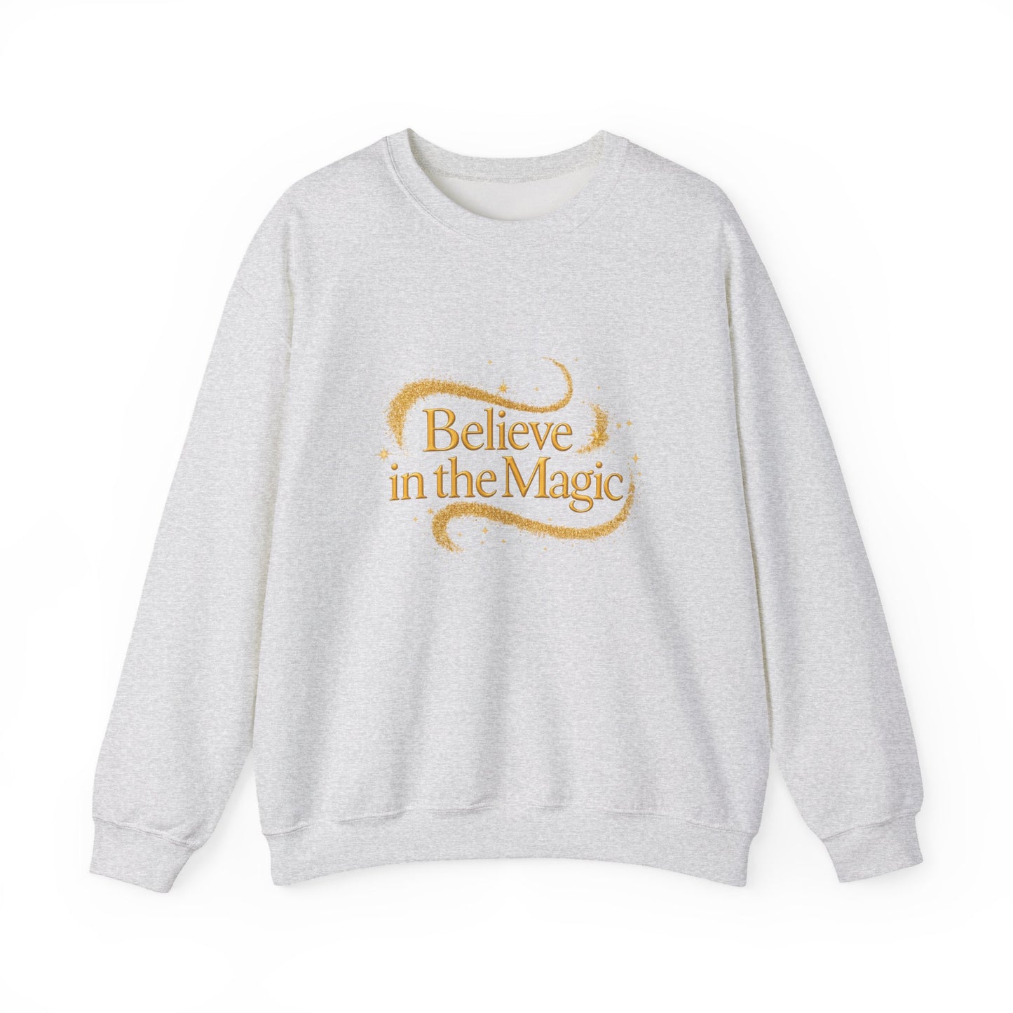 Unisex Heavy Blend™ mw2102 | Believe in the Magic Christmas Sweatshirt – Sparkly Holiday Crewneck, Festive Xmas Gift for Winter Lovers