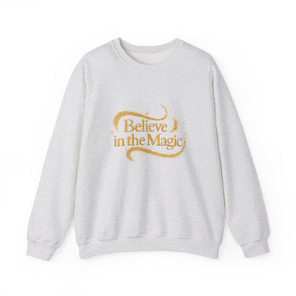 Unisex Heavy Blend™ mw2102 | Believe in the Magic Christmas Sweatshirt – Sparkly Holiday Crewneck, Festive Xmas Gift for Winter Lovers