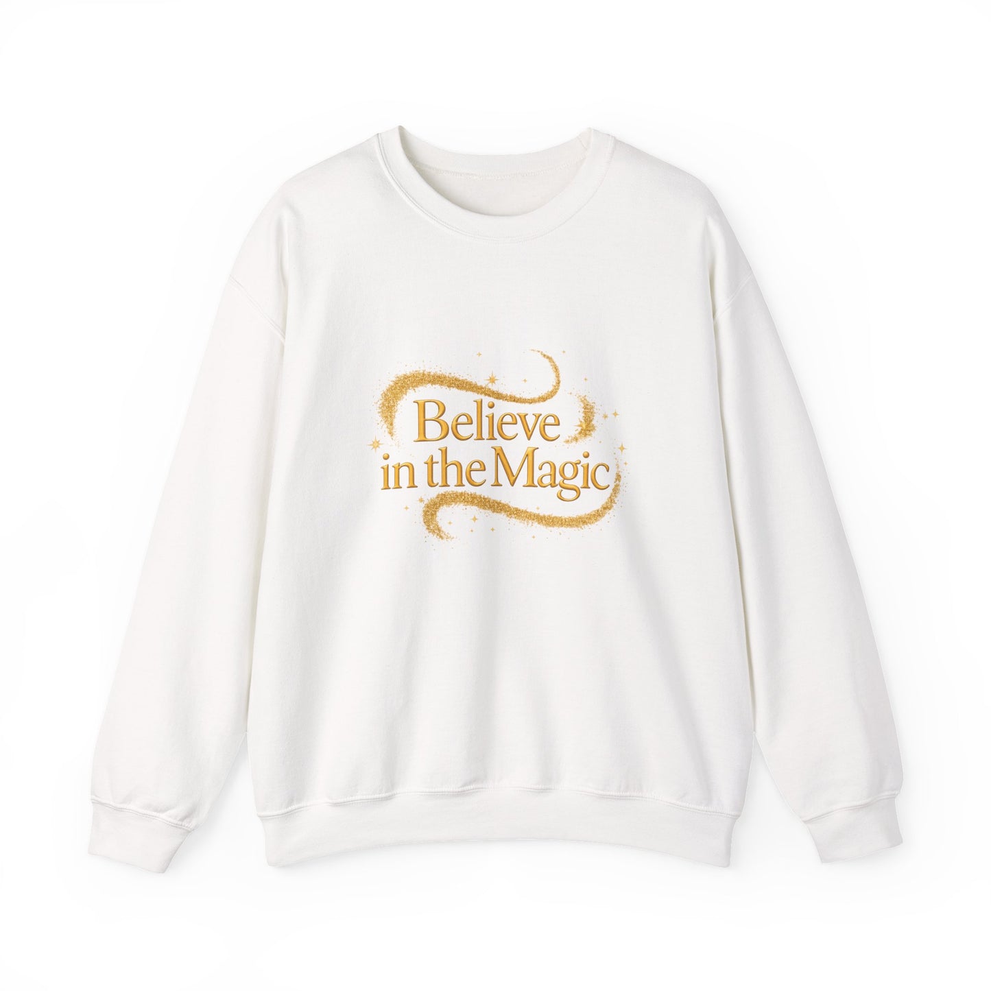 Unisex Heavy Blend™ mw2102 | Believe in the Magic Christmas Sweatshirt – Sparkly Holiday Crewneck, Festive Xmas Gift for Winter Lovers