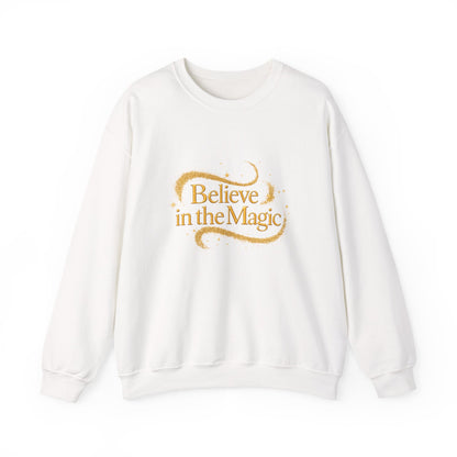 Unisex Heavy Blend™ mw2102 | Believe in the Magic Christmas Sweatshirt – Sparkly Holiday Crewneck, Festive Xmas Gift for Winter Lovers