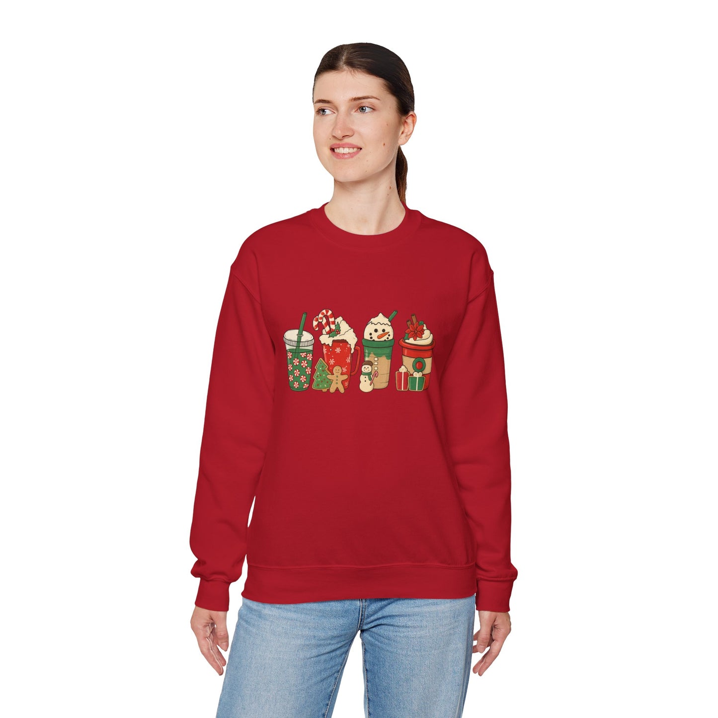 Unisex Heavy Blend™ mw2031 | Christmas Drinks Sweatshirt – Festive Coffee & Hot Cocoa Holiday Crewneck | Cozy Unisex Winter Gift