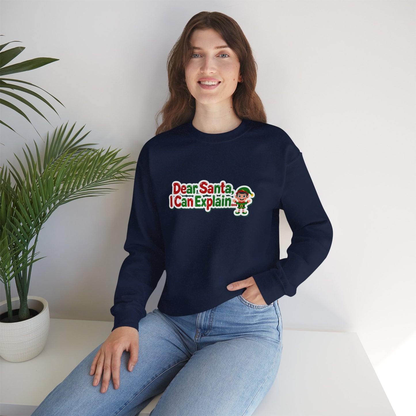 Unisex Heavy Blend™ mw2072 | Dear Santa I Can Explain Sweatshirt – Funny Christmas Elf Holiday Crewneck, Festive Winter Pullover