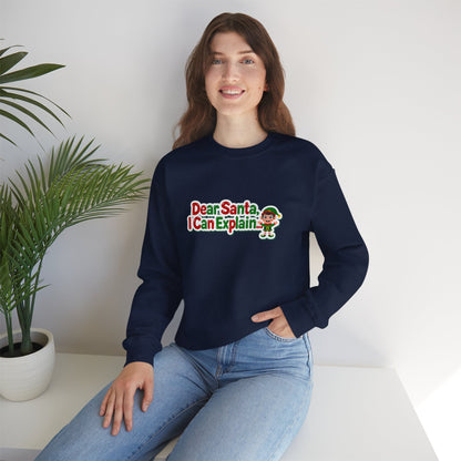 Unisex Heavy Blend™ mw2072 | Dear Santa I Can Explain Sweatshirt – Funny Christmas Elf Holiday Crewneck, Festive Winter Pullover