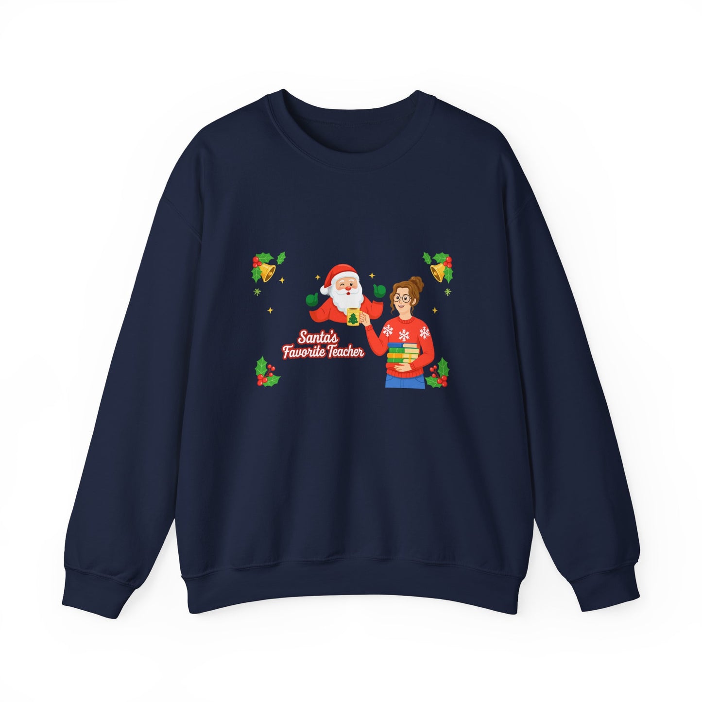Unisex Heavy Blend™ mw2080 | Santa’s Favorite Teacher Christmas Sweatshirt – Cute Holiday Gift for Teachers, Festive School Pullover Sweater