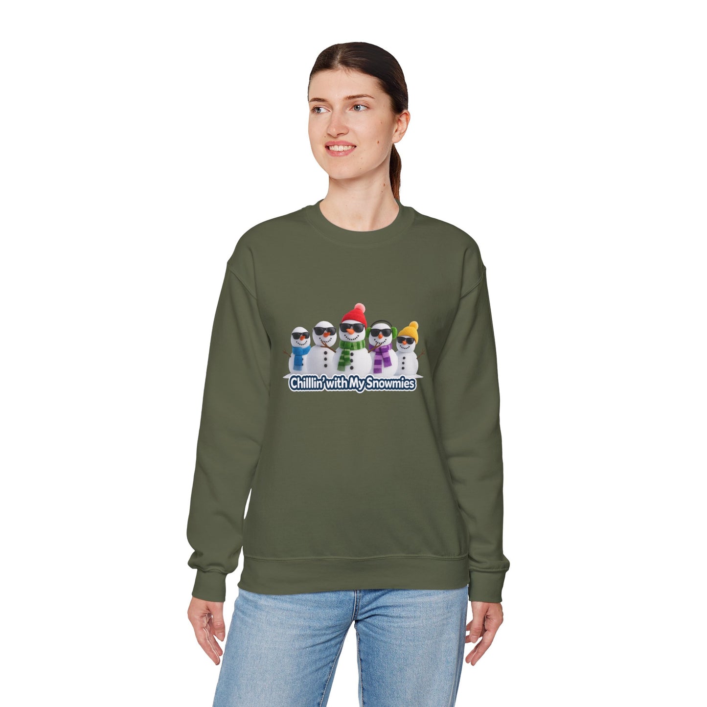 Unisex Heavy Blend™ mw2109 | Chillin’ With My Snowmies Christmas Sweatshirt – Funny Snowman Holiday Crewneck, Cute Winter Xmas Gift