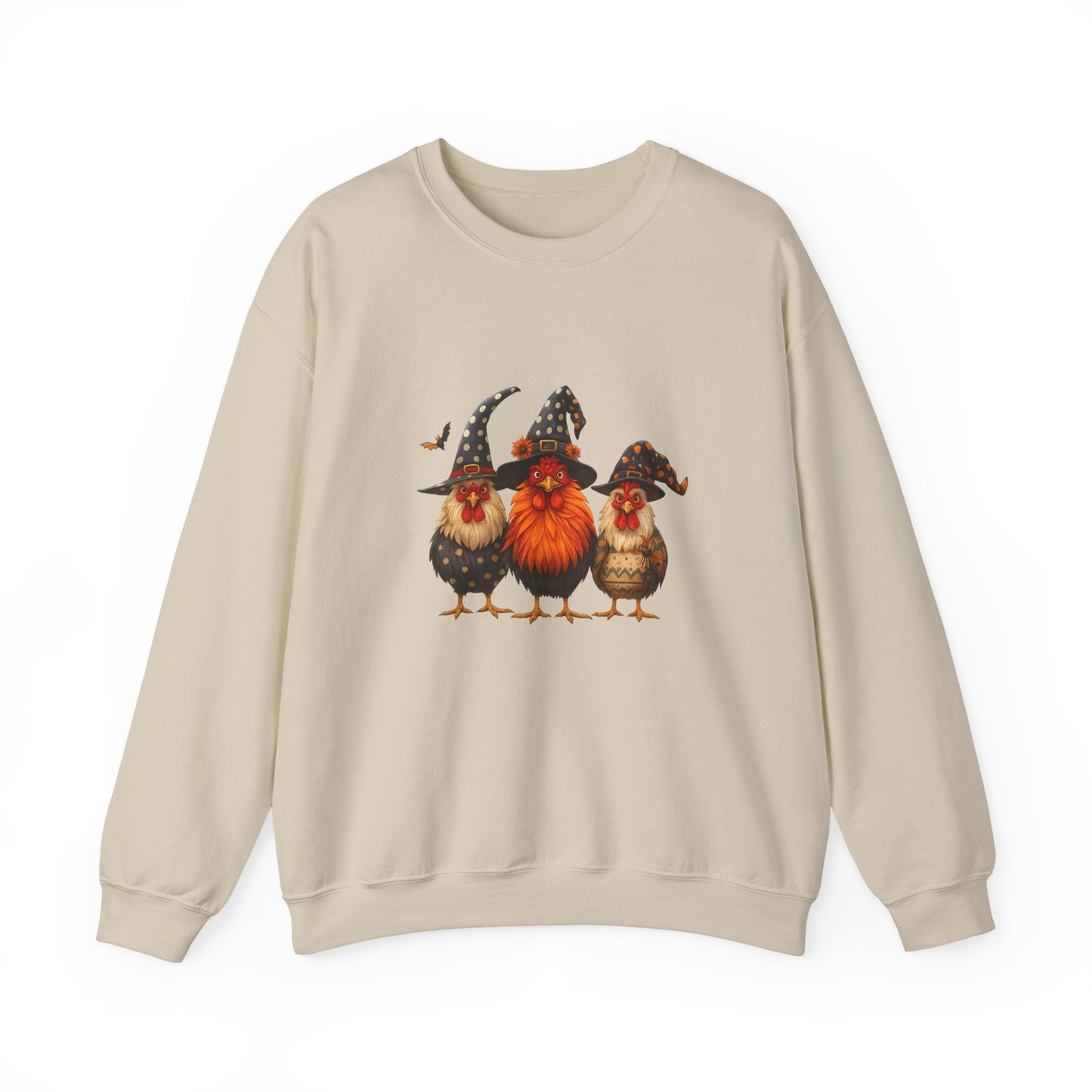 Unisex Heavy Blend™ Halloween Witch Chickens Sweatshirt – Cute Spooky Season Crewneck | mw1020