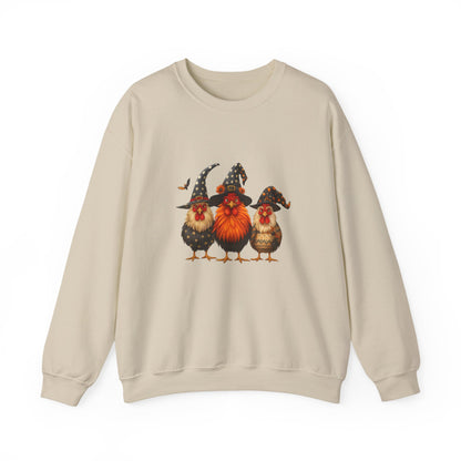 Unisex Heavy Blend™ Halloween Witch Chickens Sweatshirt – Cute Spooky Season Crewneck | mw1020