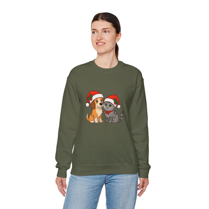 Unisex Heavy Blend™ mw2098 | Santa Paws Dog & Cat Christmas Sweatshirt – Cute Holiday Crewneck, Festive Xmas Gift for Pet Lovers