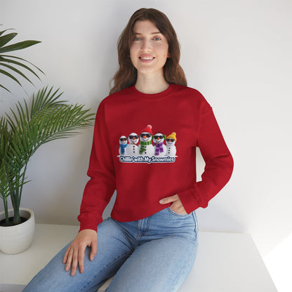 Unisex Heavy Blend™ mw2109 | Chillin’ With My Snowmies Christmas Sweatshirt – Funny Snowman Holiday Crewneck, Cute Winter Xmas Gift