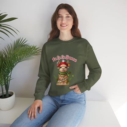 Unisex Heavy Blend™ mw2125 | Fa La La Llama Christmas Sweatshirt – Funny Holiday Llama Crewneck, Cute Festive Xmas Gift