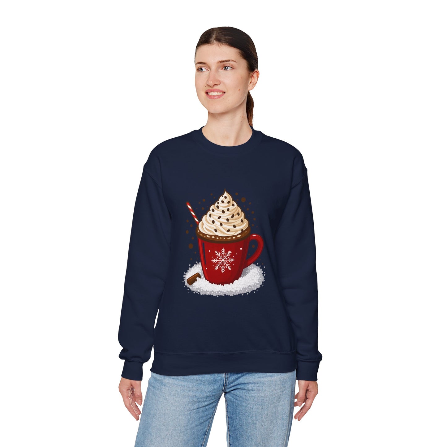Unisex Heavy Blend™ mw2056 | Hot Cocoa Christmas Sweatshirt – Festive Holiday Mug Crewneck, Winter Hot Chocolate Pullover Sweater