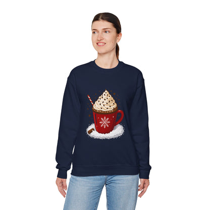 Unisex Heavy Blend™ mw2056 | Hot Cocoa Christmas Sweatshirt – Festive Holiday Mug Crewneck, Winter Hot Chocolate Pullover Sweater