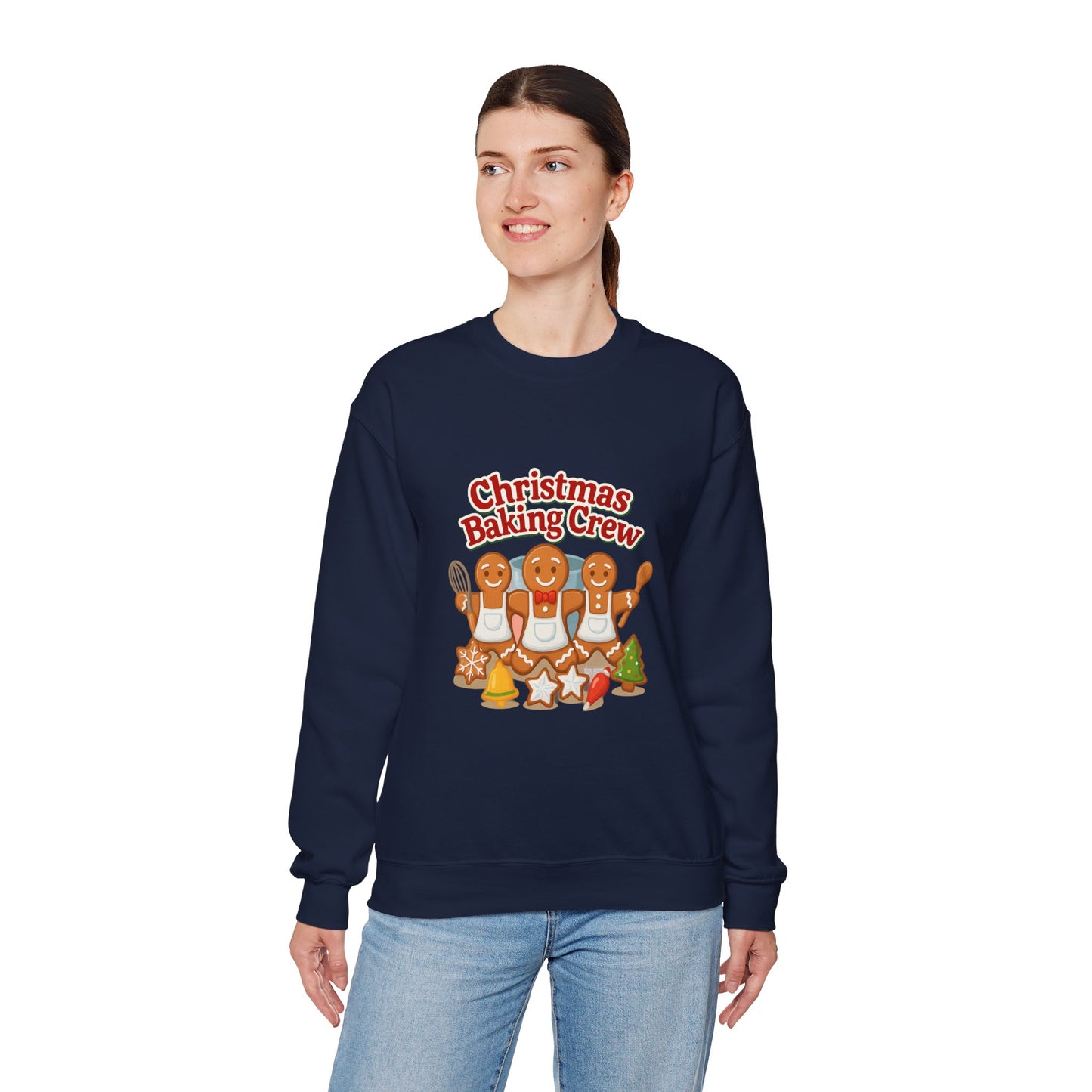 Unisex Heavy Blend™ mw2093 | Christmas Baking Crew Sweatshirt – Cute Gingerbread Cookie Holiday Pullover, Family Christmas Baking Shirt