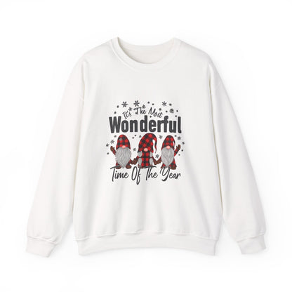Unisex Heavy Blend™ mw2018 | Most Wonderful Time of the Year Sweatshirt – Christmas Gnome Buffalo Plaid Crewneck | Cozy Unisex Holiday Gift
