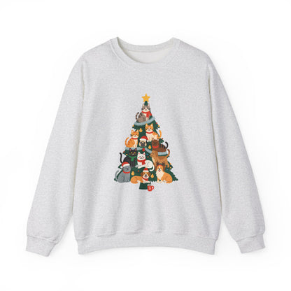 Unisex Heavy Blend™ mw2078 | Cat Christmas Tree Sweatshirt – Funny Holiday Cat Lover Crewneck, Cute Kitty Xmas Pullover Sweater