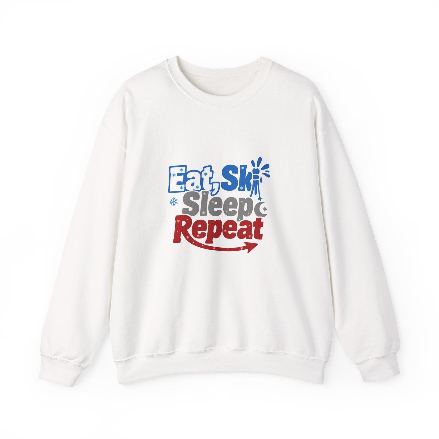 Unisex Heavy Blend™ mw2117 | Eat Ski Sleep Repeat Sweatshirt – Funny Skiing Winter Crewneck, Cozy Snow Sports Gift for Ski Lovers