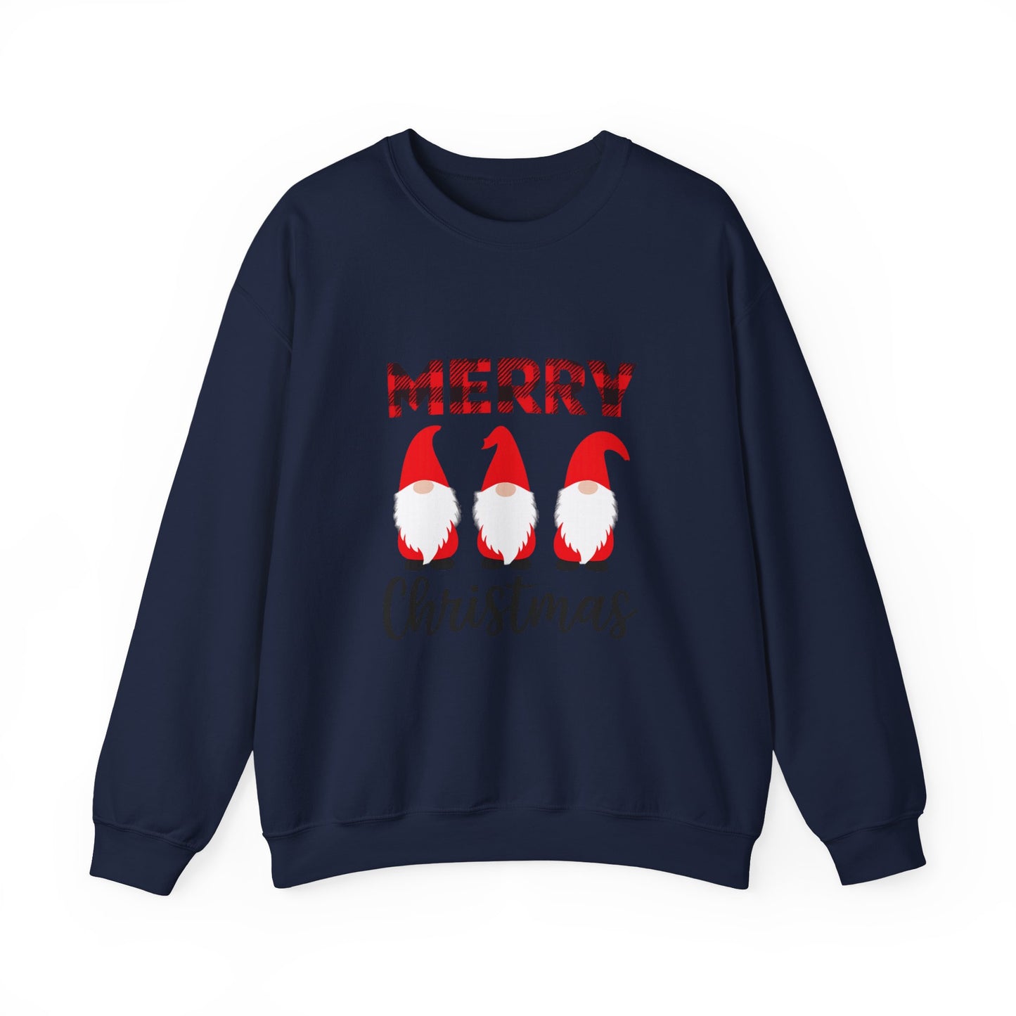 Unisex Heavy Blend™ mw2009 | Merry Christmas Gnome Sweatshirt – Buffalo Plaid Holiday Crewneck | Cozy Unisex Winter Gift