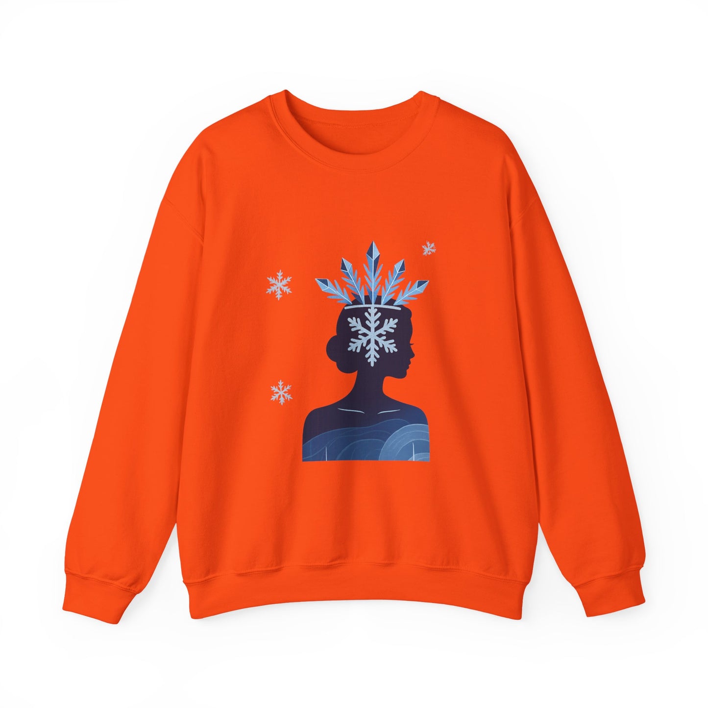 Unisex Heavy Blend™ mw2139 | Ice Queen Silhouette Sweatshirt – Elegant Snowflake Winter Crown Crewneck, Cozy Holiday Gift