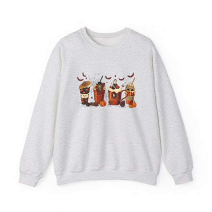 Unisex Heavy Blend™ Halloween Coffee Sweatshirt – Spooky Season Pumpkin Latte Crewneck | mw1012