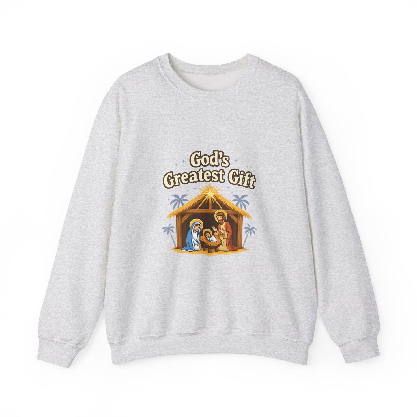Unisex Heavy Blend™ mw2132 | God’s Greatest Gift Nativity Christmas Sweatshirt – Christian Holiday Crewneck, Religious Xmas Gift
