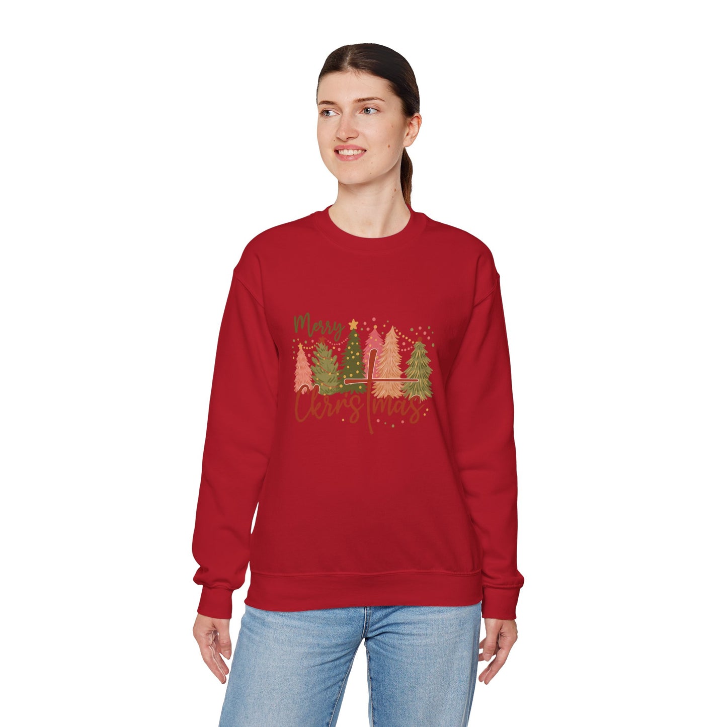 Unisex Heavy Blend™ mw2042 | Merry Christmas Sweatshirt – Faith Cross Holiday Crewneck, Christian Christmas Pullover, Festive Winter Outfit