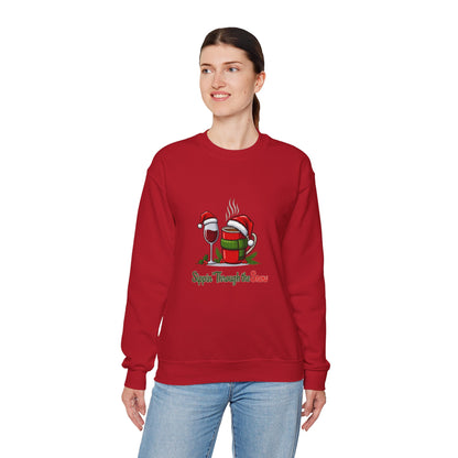 Unisex Heavy Blend™ mw2127 | Sippin’ Through the Snow Christmas Sweatshirt – Funny Holiday Wine & Coffee Crewneck, Festive Xmas Gift