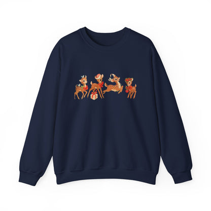 Unisex Heavy Blend™ mw2044 | Vintage Reindeer Christmas Sweatshirt – Cute Retro Deer Holiday Crewneck, Festive Winter Pullover