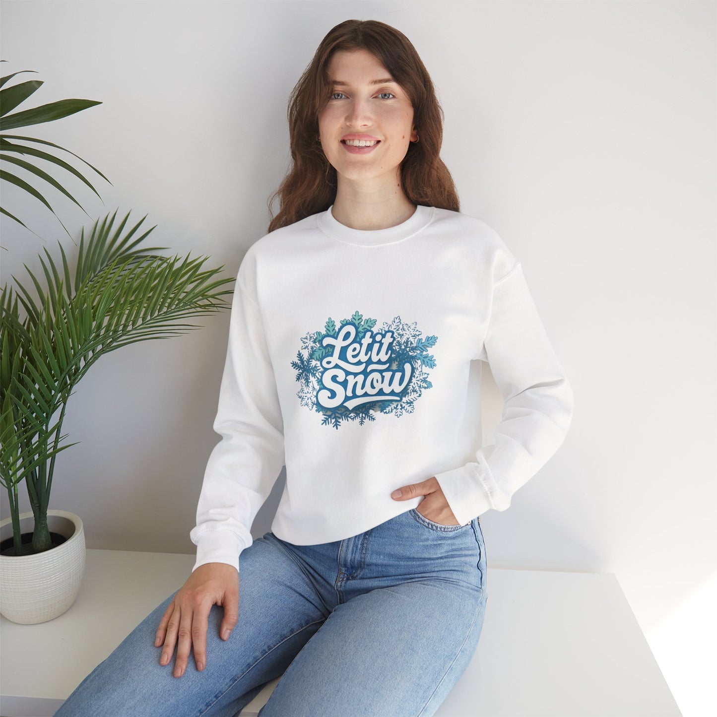 Unisex Heavy Blend™ mw2066 | Let It Snow Christmas Sweatshirt – Winter Snowflake Holiday Crewneck, Festive Pullover Sweater