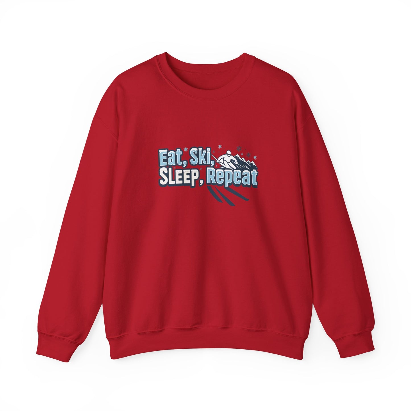 Unisex Heavy Blend™ mw2114 | Eat Ski Sleep Repeat Sweatshirt – Funny Skiing Winter Crewneck, Cozy Snow Sports Gift for Ski Lovers