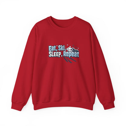 Unisex Heavy Blend™ mw2114 | Eat Ski Sleep Repeat Sweatshirt – Funny Skiing Winter Crewneck, Cozy Snow Sports Gift for Ski Lovers