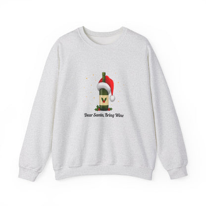 Unisex Heavy Blend™ mw2103 | Dear Santa Bring Wine Christmas Sweatshirt – Funny Holiday Crewneck, Festive Xmas Gift for Wine Lovers