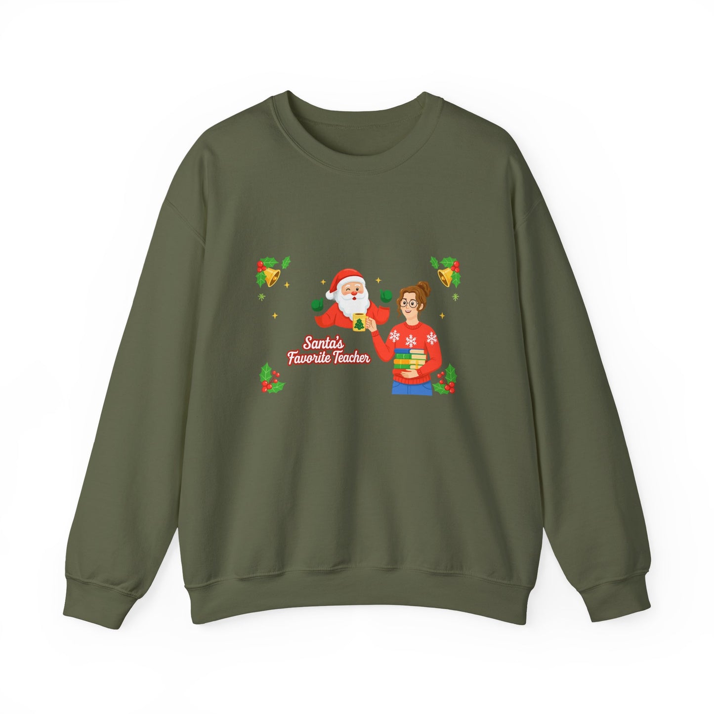 Unisex Heavy Blend™ mw2080 | Santa’s Favorite Teacher Christmas Sweatshirt – Cute Holiday Gift for Teachers, Festive School Pullover Sweater