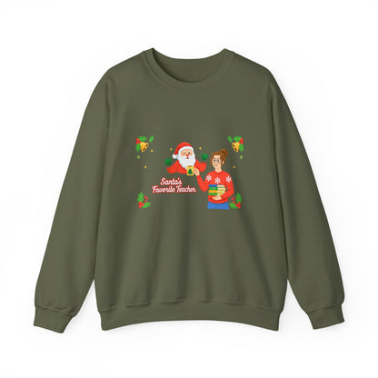 Unisex Heavy Blend™ mw2080 | Santa’s Favorite Teacher Christmas Sweatshirt – Cute Holiday Gift for Teachers, Festive School Pullover Sweater
